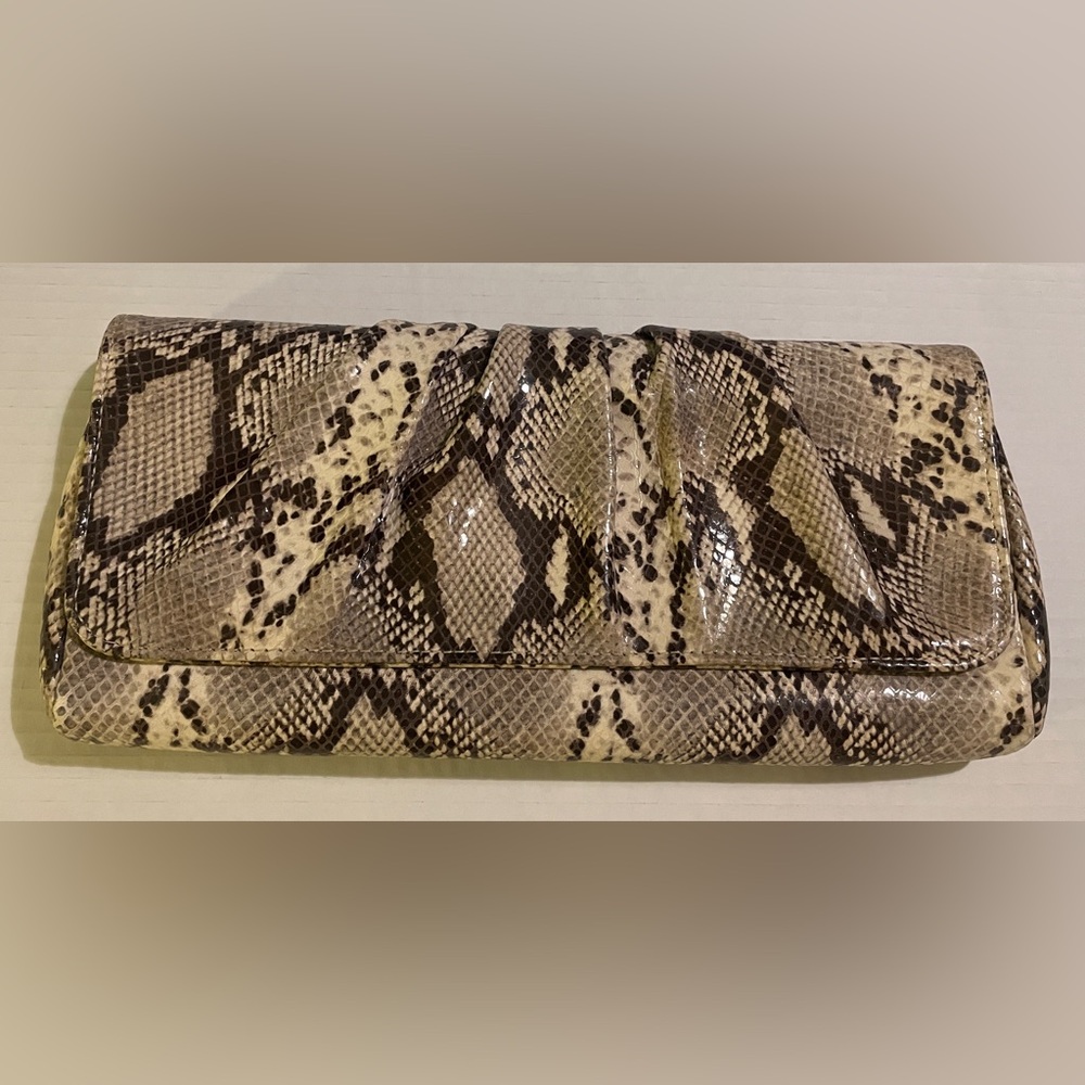 Lauren Merkin Vintage Leather Snakeskin Print  Clutch Purse Handbag